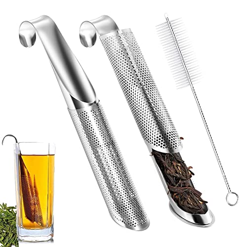 BONHHC Infuseur à thé,filtre à thé en acier inoxydable 304,Passoire à thé,Vaisselle à filtre réutilisable avec poignée en crochet,avec brosse de nettoyage,Pour thé,rose,café,épices (2 pièces Cover
