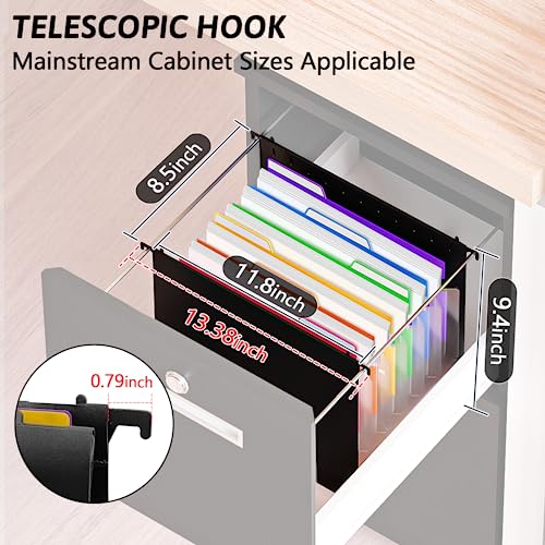 Heltrappe Plastic Expanding Hanging File Folders For Filing Cabinet,1/3-Cut Tab, 7 Pockets Accordian Dividers Folder Multi-Color Tabs, Large Capacity Hanging Organizer Letter Size (3Pcs) #TOP4
