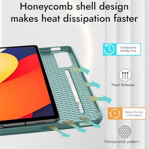 Image of Robustrion Case for Moto Pad 60 Pro 12.7 inch Cover Case with [Pencil Holder] [Soft Flexible Case] for Motorola Pad 60 Pro Cover 12.7 inch [Auto Sleep Wake Support] - Dark Green