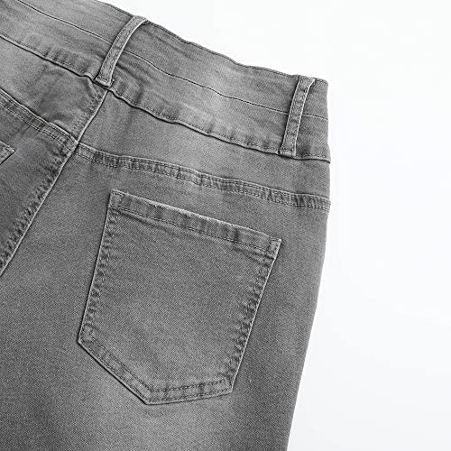 Image of THUNDER STAR Women Mid Rise Ripped Stretchy Jeans Shorts Frayed Raw Hem Casual Denim Shorts