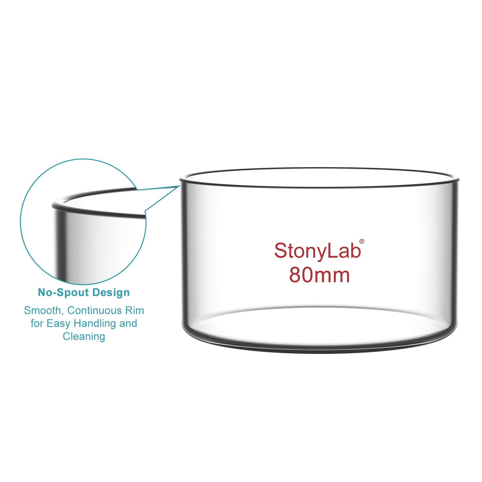 stonylab Crystallizing Dish, Thick-Wall High Borosilicate Glass Crystallizing Dishes for Crystallization and Evaporation Lab Glassware, Flat Bottom, No Spout, O.D. 80 mm, 100 ml — Amazon image 4