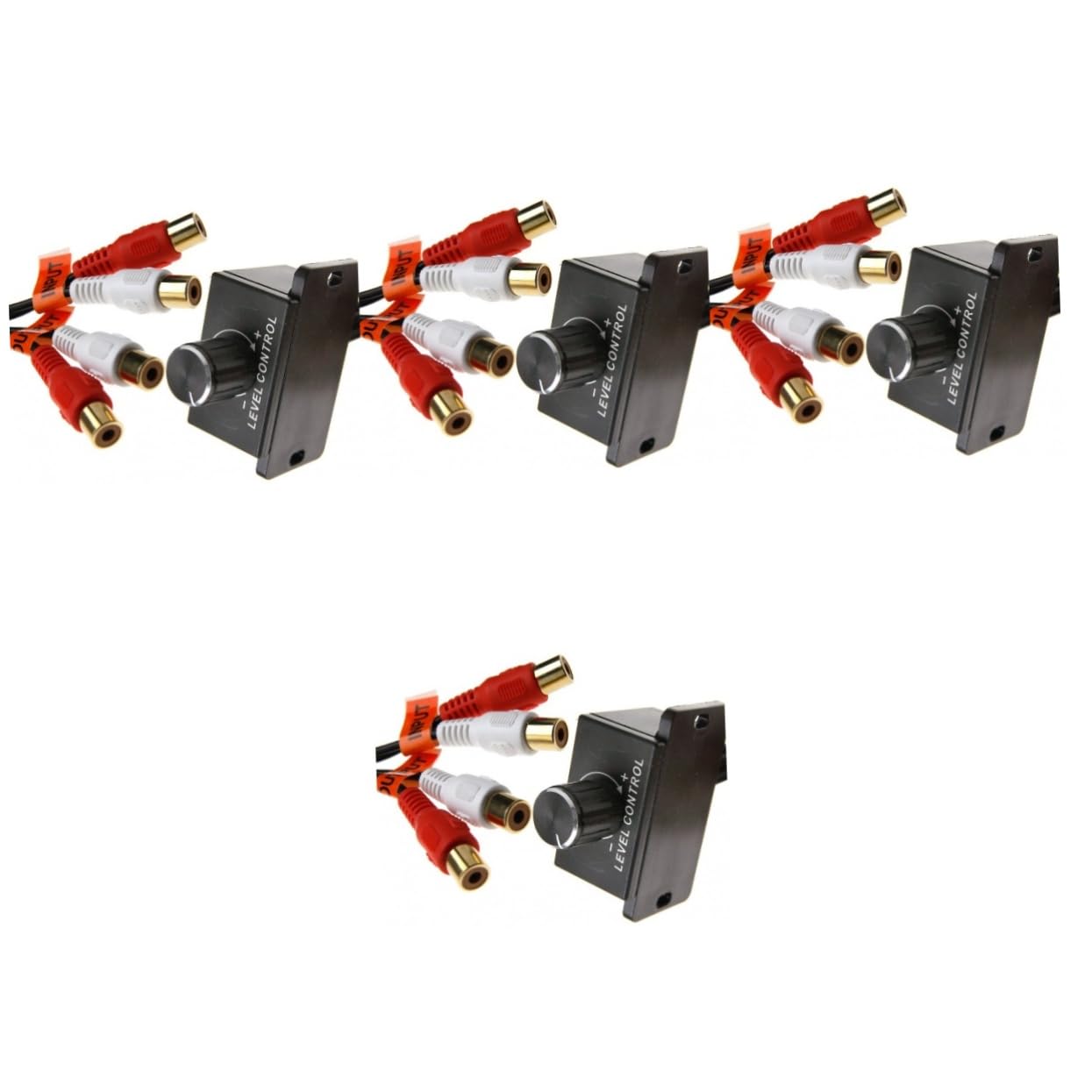 OSALADI 4pcs Car Remote Level Control Knob for Car Amplifier Volume Control with Connectors for Speakers and Bass