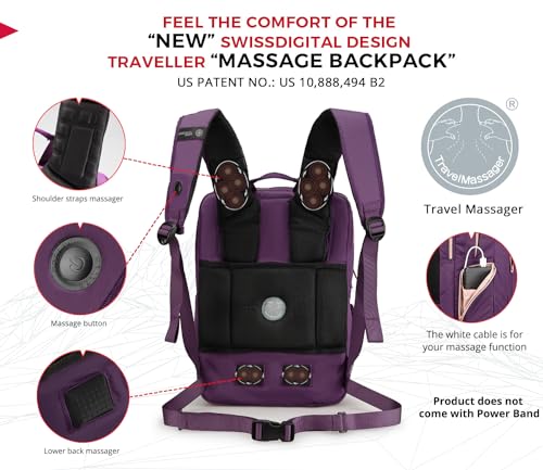 Swissdigital Design Massaging Laptop Backpack For Women, USB Charging Port Large Capacity Computer Backpacks For Work Business, Purple l KATY ROSE2