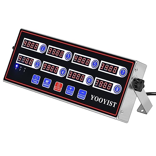 YOOYIST Kitchen Timers for Cooking – 8 Channel Commercial Kitchen Timer Restaurant Kitchen Supplies – Stainless Steel LED Technology Kitchen Timer Digital – Reminder Function, Loud Alarm, Black
