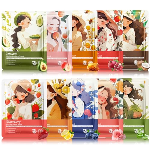 10PCS Tuchmasken Gesicht - Gesichtsmaske Frauen - Gesichtsmasken...