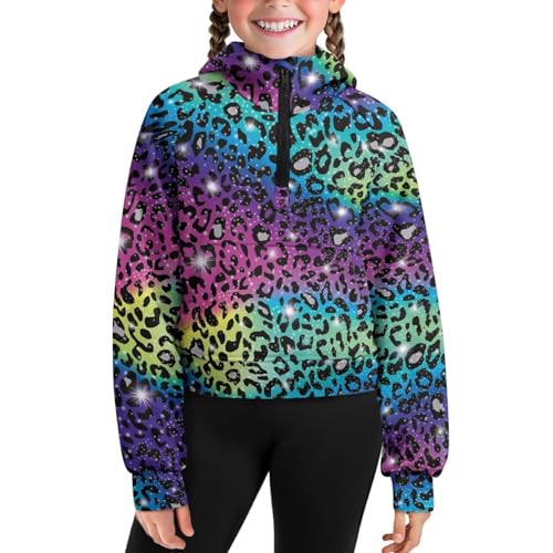 Girls Crop Top Hoodie 5-14T Kids Half Zip Raglan Sweatshirt Raglan Long Sleeve Jackets Fall Winter Clothing