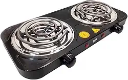 Fogareiro Eletrico 220v Cooktop Camping 2 Bocas 2000w BAK BK-FCE708-220 Preto