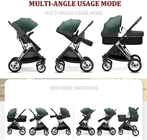 Zhiding 3 In 1 kinderwagen, kinderwagens en kinderwagens vanaf de geboorte, compacte anti-shock-wandelwagen met verstelbare rugleuning, lichtgewicht hoog landschap aluminium kinderwagen, extra grote o - Afbeelding 6