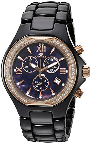 Oniss Paris Men's ON810-MRG-BLK Sharp Ceramica Black Rose-Tone Watch