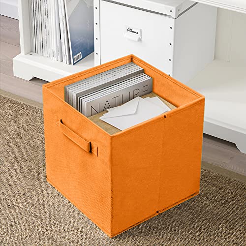 powerking Storage Box, 2 Pack Foldable Storage Cubes Storage Box Made of Fabric in Cube Shape, Orange, (PKUS-809-L2) - Image 2