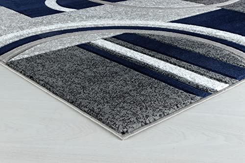 GLORY RUGS Area Rug Modern Soft Hand Carved Contemporary Floor Carpet with Premium Fluffy Texture for Indoor Living Dining Room and Bedroom Area (2x3, Navy)