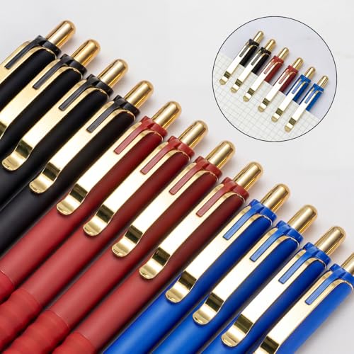 Image of Linbsunne Ballpoint Pens Medium Point 1mm Pen with Super Soft Grip Ball Point Pen for Men Women Retractable Pens (Blue Ink+Black Ink+Red Ink)