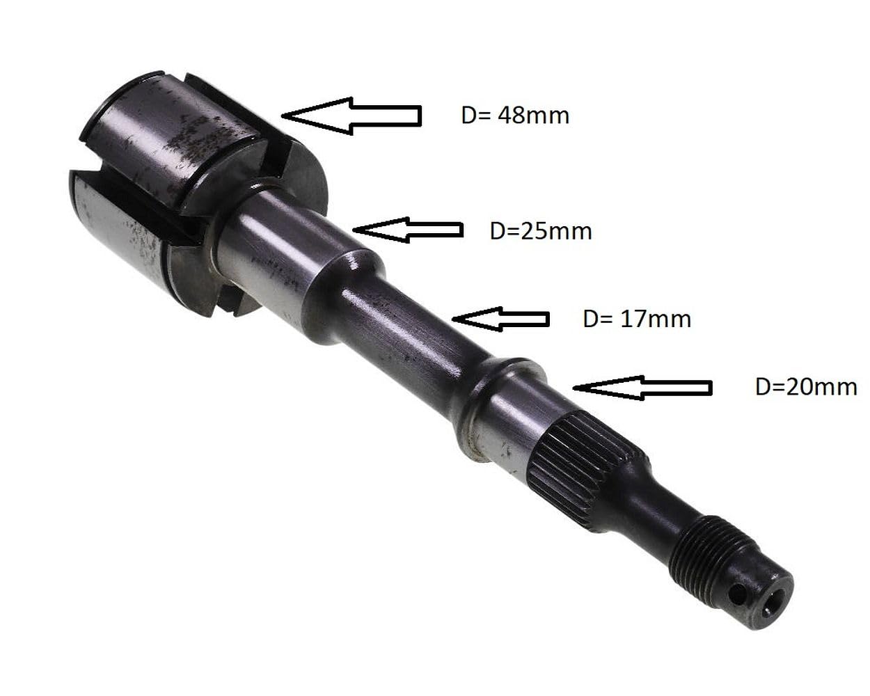 2EXTREME Antriebswelle 4-Gang Getriebe kompatibel mit Vespa PK 50, PK 80, PK 100, PK 125 XL, XL2, S, Lusso, ETS, Elestart, Primavera 125 ET3, 50 N, L, R, S, Special, SR, SS - M16 Gewinde - Stahl