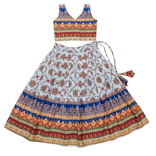 Image of E-Sqare Kids Girls Multicolour Bandhani Print Lehenga Choli Set | Ethnic Wear Dress | Readymade Clothing Set | 2 to 8 Years