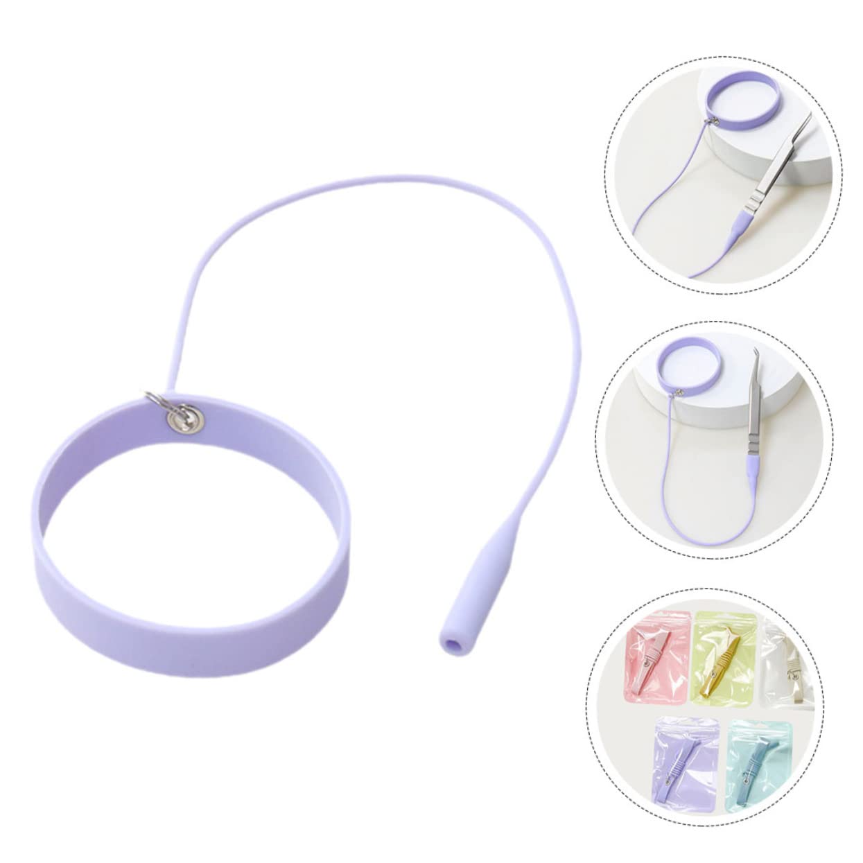 Beaupretty 5 Piezas Pinzas Pulsera De Silicona Soporte De Pinzas Para Extensiones De Pestañas De Pestañas Pulsera Suministro Protector Herramientas De Extensión De as