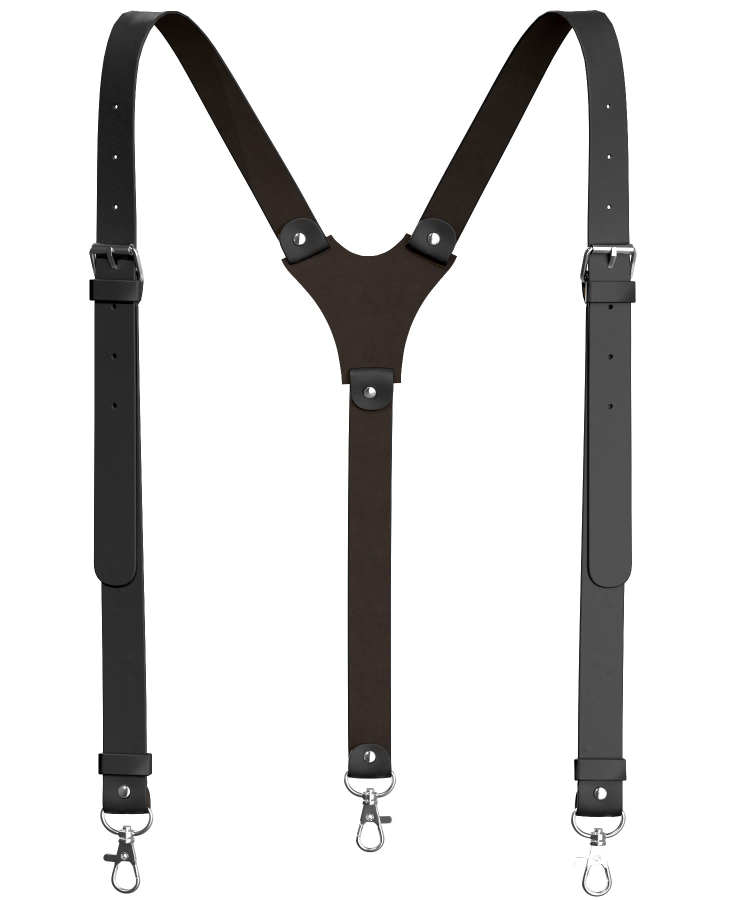 Voolup Genuine Leather Suspenders For Men Heavy Duty with Strong Clips, Leather Suspenders for Men