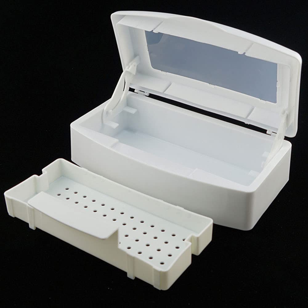 2 vaschette per sterilizzazione barbicida, con coperchio trasparente, contenitore sterilizzatore per strumenti per manicure e disinfezione pulita