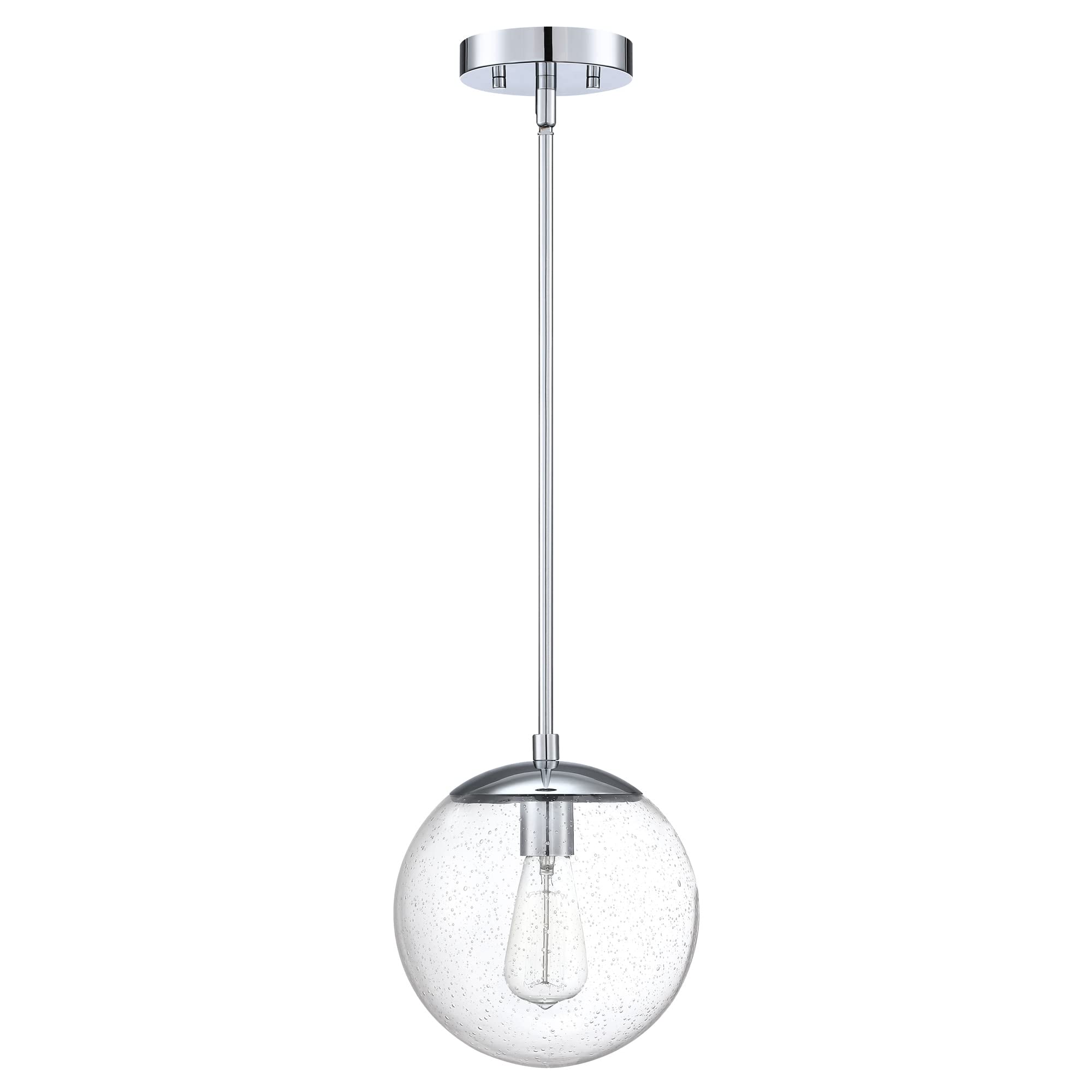 Photo 1 of ****color gold *****Design House 588509-PC Gracelyn Modern 1-Light Indoor Dimmable Pendant with Clear Seedy Glass Globe Shade for Kitchen Island Bar Bedroom, Polished Chrome Pendant 1-Light Polished Chrome