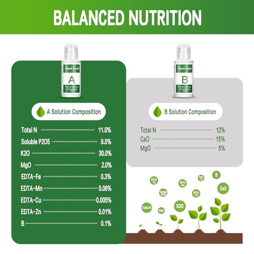 Nutrientes Hidropónicos 800 ml A y B para Plantas miniatura 5