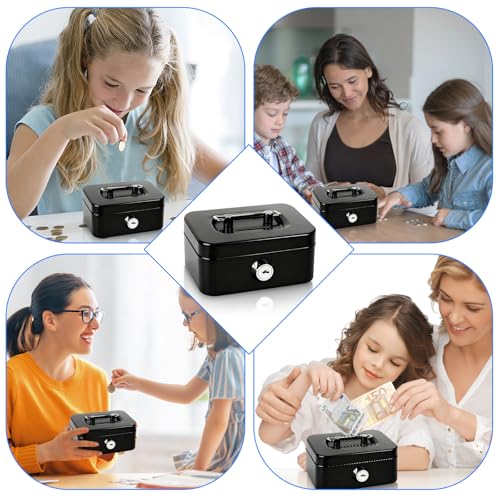 Euablfo Geldkassette mit Schlüssel, Kleine Geldkassette,Geldkassettes Abschließbar, Spardose Abschließbar, Geldbox Mit Einwurfschlitz, für Kinder Haus, Büro und Veranstaltungen 11.5 X 8.5 X 5.8 cm