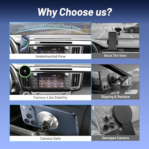 Image of Phone Mount for Toyota RAV4 (2013-2018),15W Wireless Car Charger,Magnetic Phone Holder,Dashboard Hands Free Mobile Holder,360 Adjustable,2014 2015 2016 2017 RAV-4 Interior Accessories,New Car Gifts