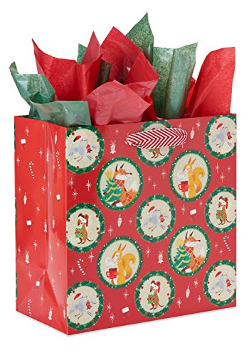 Papyrus Large Christmas Gift Bag with Tissue Paper, Holiday Friends (1 Bag)
