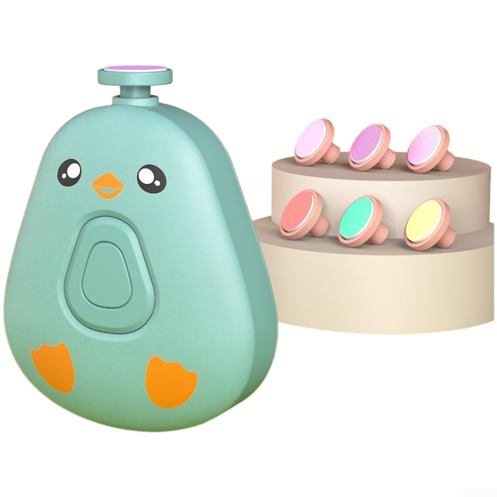 Elektrischer Baby-Nagelschleifer, wiederaufladbar, über USB, mit 6 Köpfen, geräuscharm, sicheres Maniküre-Set für Neugeborene, Säuglinge, Kleinkinder, Erwachsene, Beige, 7 x 4,5 cm (D)