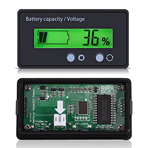 DC 12V 24V 36V 48V 60V 72V 84V Medidor de batería con alarma, probador de capacidad de batería Monitor impermeable LCD indicador de voltaje de batería, batería de plomo ácido para baterías de litio Cover