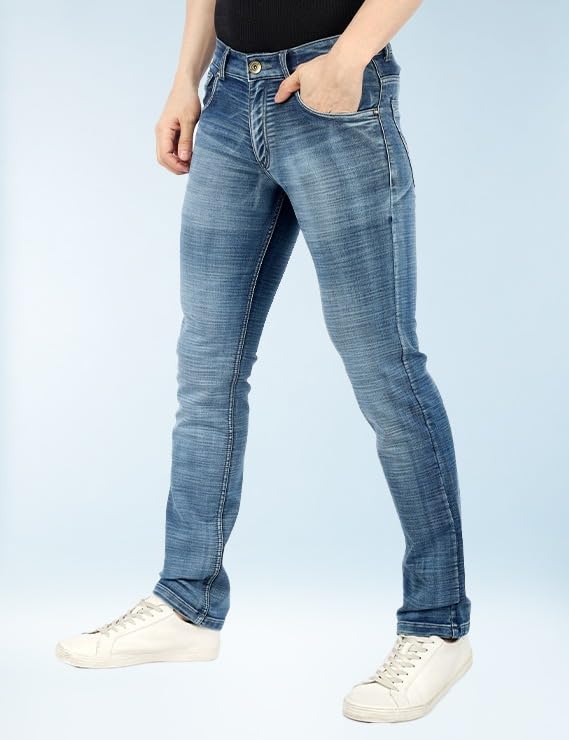 Image of Men's Premium Straight Fit Jeans | Cotton Rich Breathable Denim Pants for Men | Comfortable Regular Wear Casual Jeans
