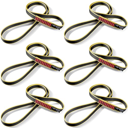 KINGTLE 20MM Nylon Climbing Sling Runner 22kN CE1019/EN566 UIAA Certified,Rock Climbing Webbing Straps for Rock Climbing,Mountaineering, Rappelling,6PCS