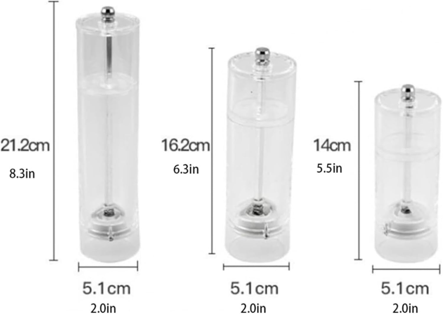 ペッパーミル 透明で目に見える調整可能なアクリルのミニマリストデザインスパイスミル家庭用 散らからないペッパーグラインダー (Col
