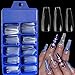 100pc Long Coffin Acrylic Art Tips Clear Ballerina Shape Press on Fake Nails Artificial Fingernail Manicure DIY Decor for Women Girls (Clear)