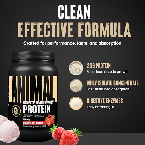 Image of Animal Whey Isolate Protein Powder, 25G High Protein | Strawberry 2LB