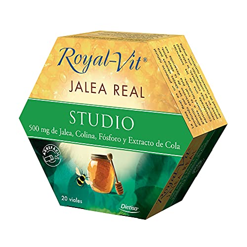 Dielisa – Royal Vit, Jalea Real Studio, Complemento Alimenticio con 500 mg de Jalea Real, Colina, Fósforo y Extracto de Cola, Implicados en la Actividad Intelectual y la Memoria - 20 Viales
