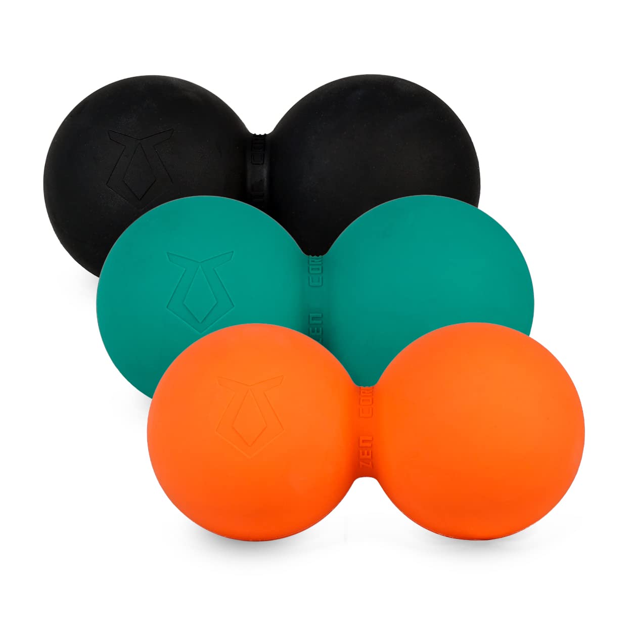 Zen Core Massage Duoball Original - Twinball Faszienrolle Lacrosseball Hartgummi, Größe 13 x 6 cm für die Anwendung zur Triggerpunkt- und Faszienmassage/Physiotherapie