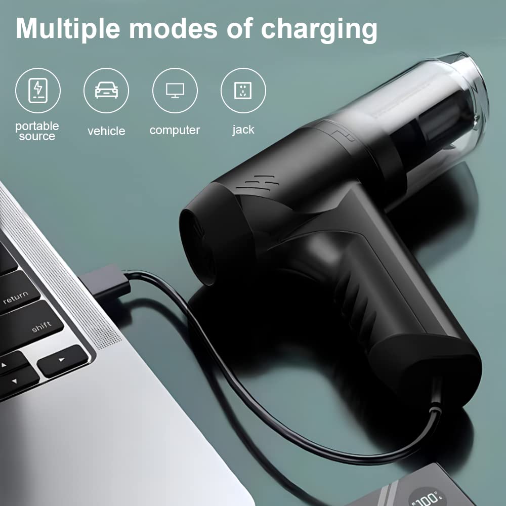 OBEST Aspirateur sans Fil Portatif,Soufflette Air Comprimé Multifonctionnel,Aspiration 9000Pa Adaptée Aux Jouets Gonflables, Piscine, Dépoussiérage Voiture et Maison