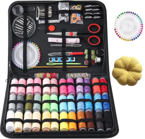 Image of LUPOGRIGIO Sewing Machine Kit for Hand Held Sewing Machine, 183PCS Needle and Thread Kit with Basic Sewing Supplies and Accessories for Travel Small Fixes, Emergency Repairs, Beginners