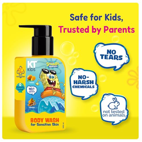 Image of SpongeBob Soft Body Wash for Kids | Mild Cleansing for Sensitive Skin | Mango & Turmeric | 300ml