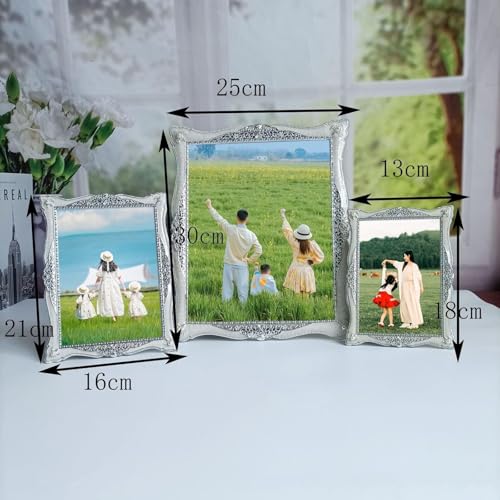 Cadre photo mariage rectangle blanc argenté métal 5x7 horizontal de salon