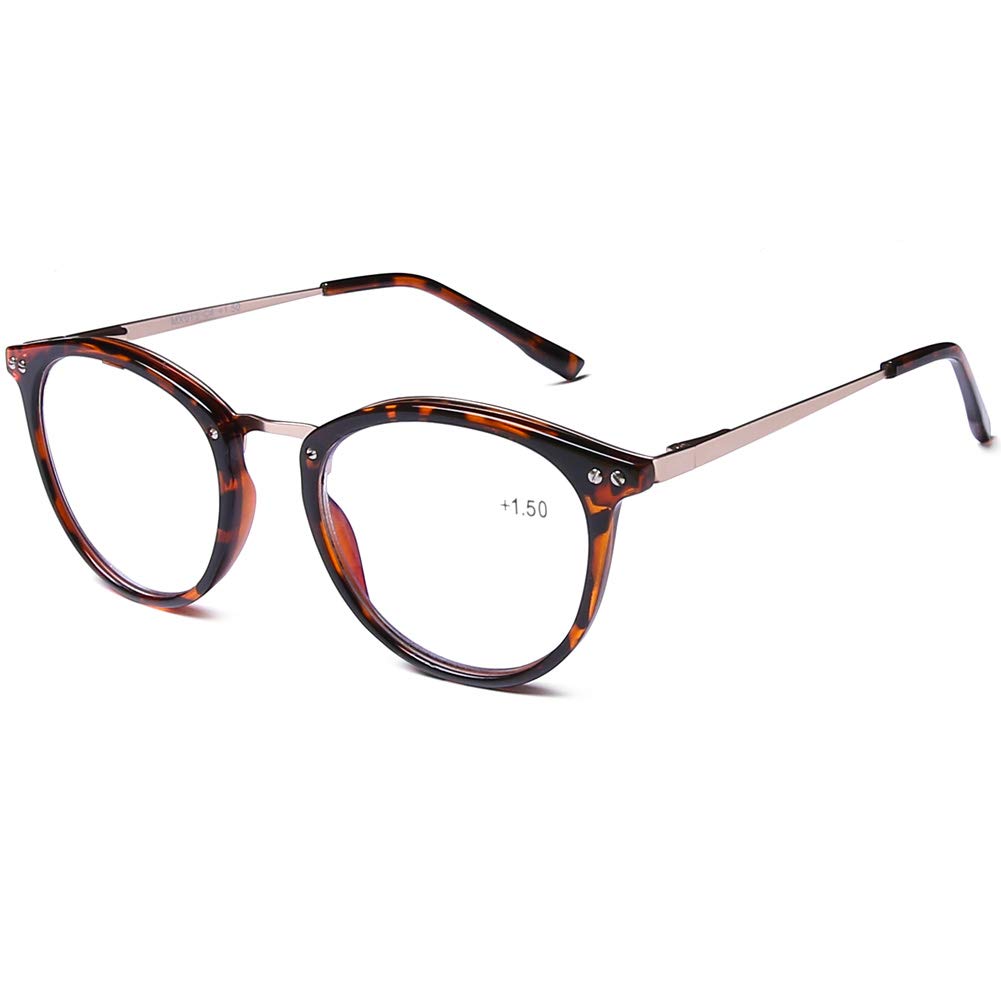 DOOViC Round Frame Reading Glasses Blue Light Blocking