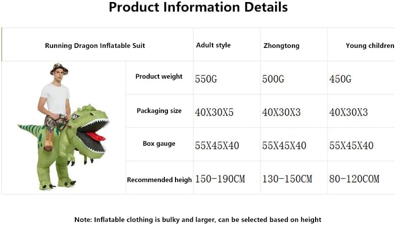 Miniatura 6 de Disfraz inflable de dinosaurio para montar en T Rex Air Blow Up Ride Dragon, divertido disfraz de fiesta para niños y adultos