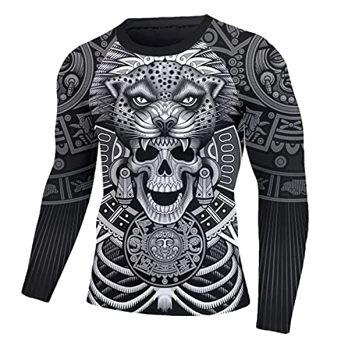 BJJ Rash Guard, Ultra Soft Compression Shirt, Rash Guard Men Jiu Jitsu Long Sleeve Aztec Compression Shirt2