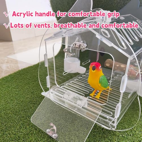 Image of Hamiledyi Small Bird Travel Carrier Cage Transparent Parakeet Carrier Backpack with Standing Perch Portable Outdoor Cage for Lovebird Parrot Swallow Goldfinches