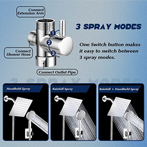 Shower Head, 8” Rain Shower Head With Handheld Spray High Pressure Rainfall With 5Ft Hose, Flow Regulator, Nozzleeasy To Clean Bathtub Or Pets,Chrome #TOP1
