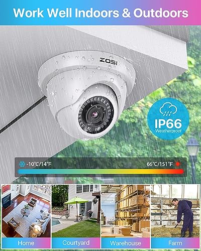Image of ZOSI 1080P Wired CCTV Camera Systems, 5MP Lite 8CH DVR System and 500GB HDD, 2X 2MP Dome Home Security Cameras Outdoor Indoor, AI Human Vehicle Detection, 80ft IR Night Vision, Remote Access