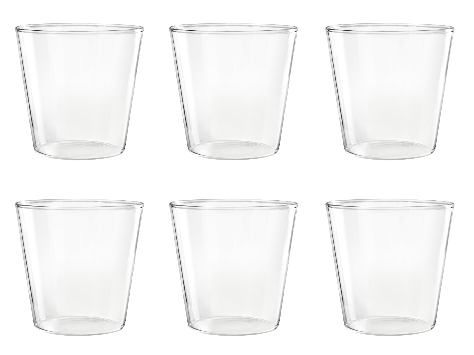 H&H Set of 6 Borosilicate Glass Glasses, Transparent, 315cc