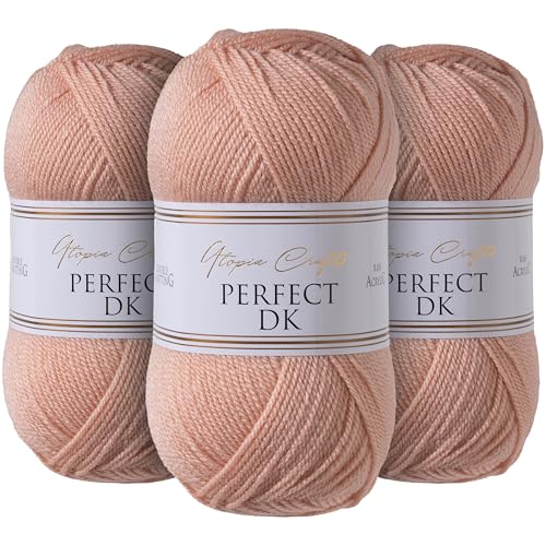 Utopia Crafts DK Double Knitting Yarn 3x 100g (Powder Pink)