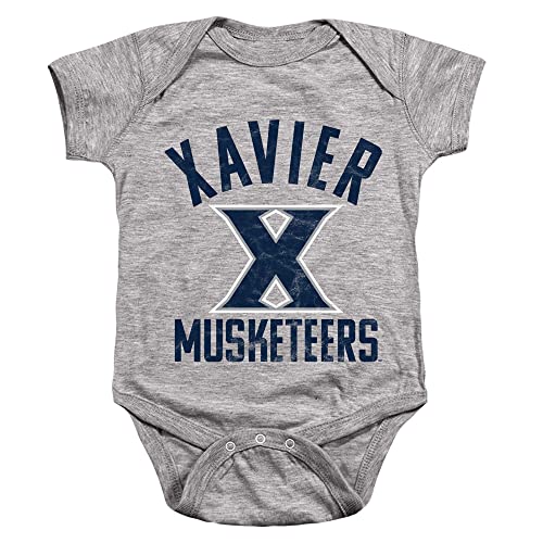 Xavier University Official Musketeers Logo Unisex Infant Snap Suit for Baby,Athletic Heather, 6 Months