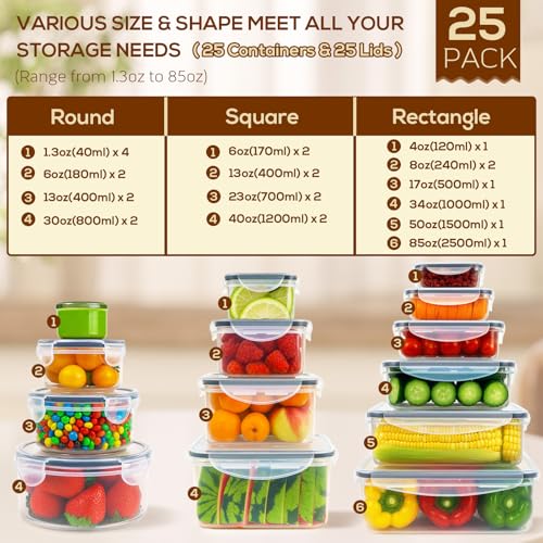 50 PCS Thicker Food Storage Containers with Lids, Clear Stackable Airtight Leakproof Reusable Plastic Meal Prep Container Set for Kitchen Storage/Lunch, Fridge/Microwave Safe with Labels&Pen - Image 3