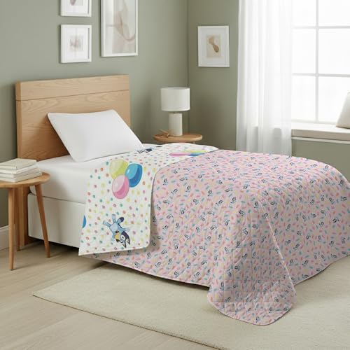 Image of Northwest Bluey Balloon Celebration Quilted Throw Blanket - Official Cartoon Throw Blanket Featuring Bluey, for Adults Boys Girls Bed, Couch, or Playroom, 60 x 80 Inches